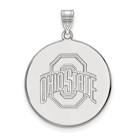 14k White Gold Ohio State XL Logo Disc Pendant